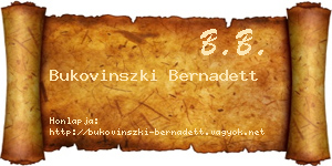 Bukovinszki Bernadett névjegykártya